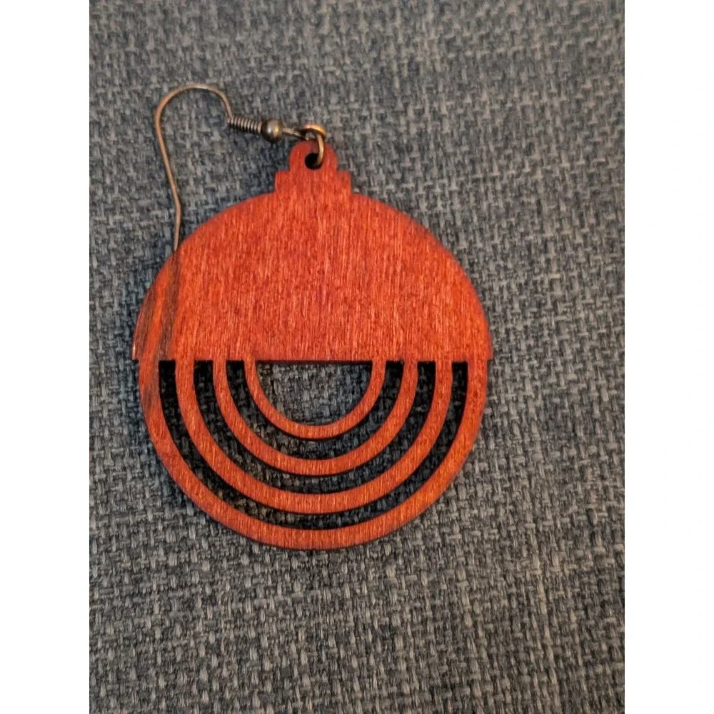 Wooden Dangle Earrings Boho Geometric Lightweight‎ Statement Earrings